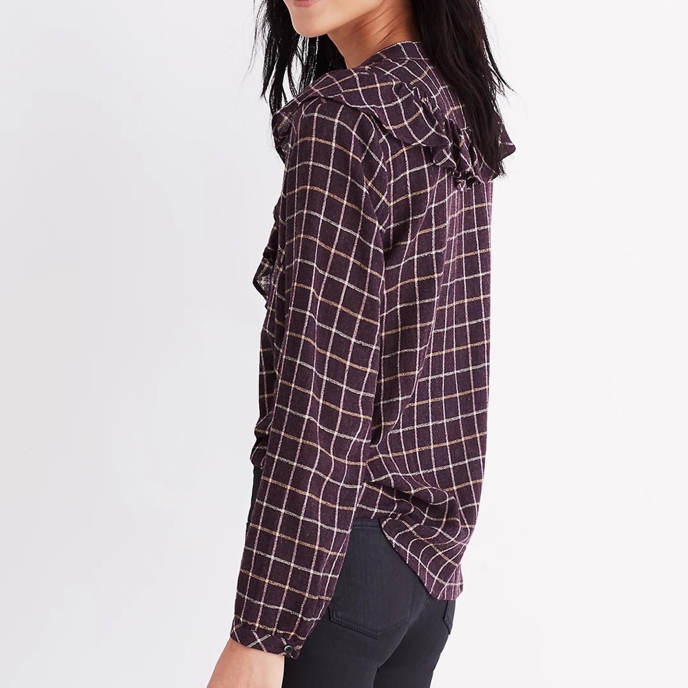 Madewell Plaid Ruffle-Front Top - Picture 4 of 13